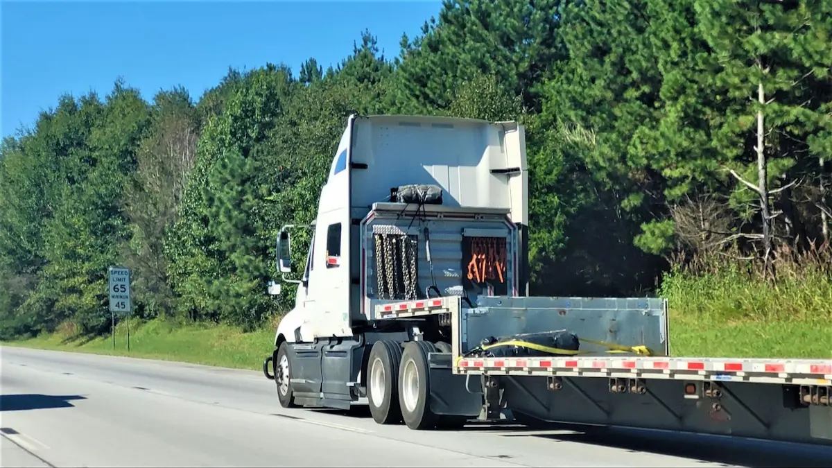 Semi-truck on the side of the road